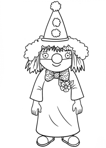 Little Princess As A Clown Coloring Page